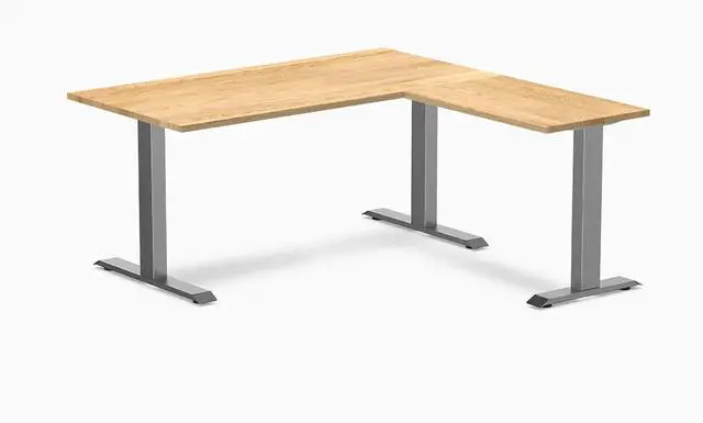 Main image of Desky Zero Hardwood L-Shape Office Desk - White Oak / 60 x 30 x 62 x 20 in / Space Gray