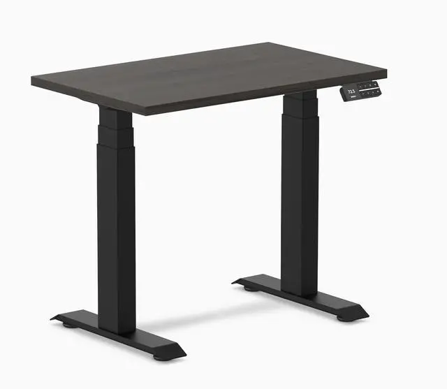 Main image of Desky Dual Mini Sit Stand Desk - Burnished Wood / 32 x 20 in / Matte Black