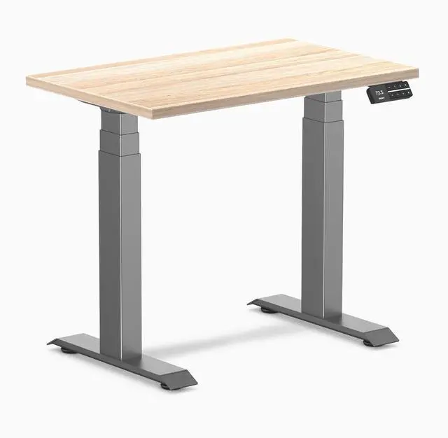Main image of Desky Dual Mini Sit Stand Desk - Classic Oak / 32 x 20 in / Space Gray