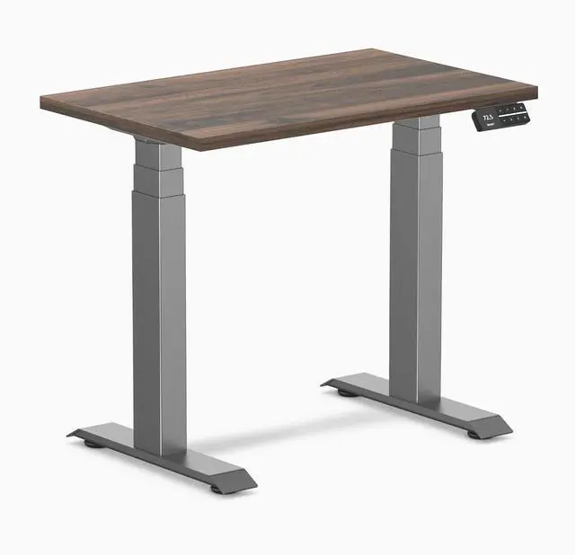 Main image of Desky Dual Mini Sit Stand Desk - Jarrah Legno / 32 x 20 in / Space Gray