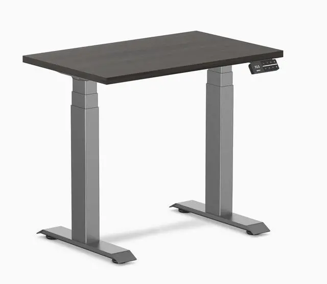 Main image of Desky Dual Mini Sit Stand Desk - Burnished Wood / 32 x 20 in / Space Gray