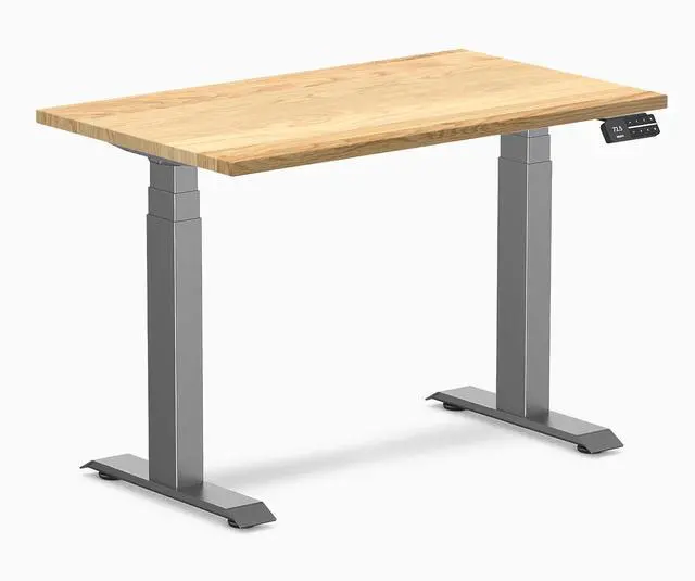 Main image of Desky Dual Mini Hardwood Sit Stand Desk - White Oak / 40 x 24 in / Space Gray