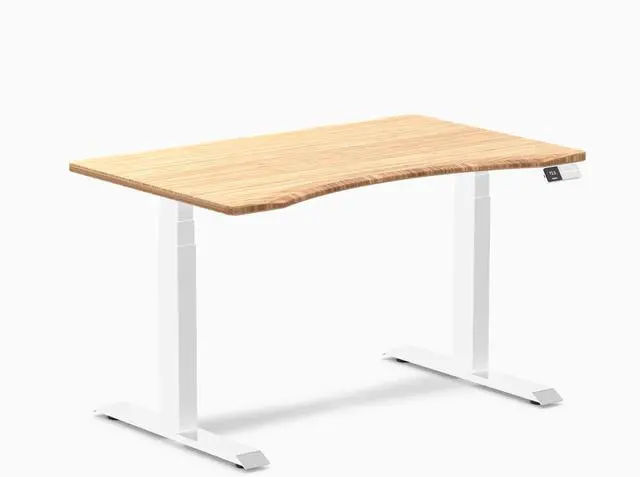 Main image of Desky Dual Ergo Edge Sit Stand Desk - Bamboo / 48 x 30 inches / White