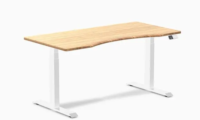 Main image of Desky Dual Ergo Edge Sit Stand Desk - Bamboo / 60 x 30 in / White