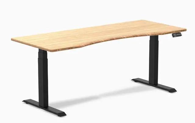 Main image of Desky Dual Ergo Edge Sit Stand Desk - Bamboo / 72 x 30 in / Matte Black