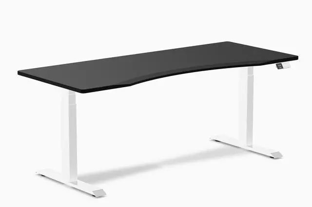 Main image of Desky Dual Ergo Edge Sit Stand Desk - Black / 72 x 30 in / White