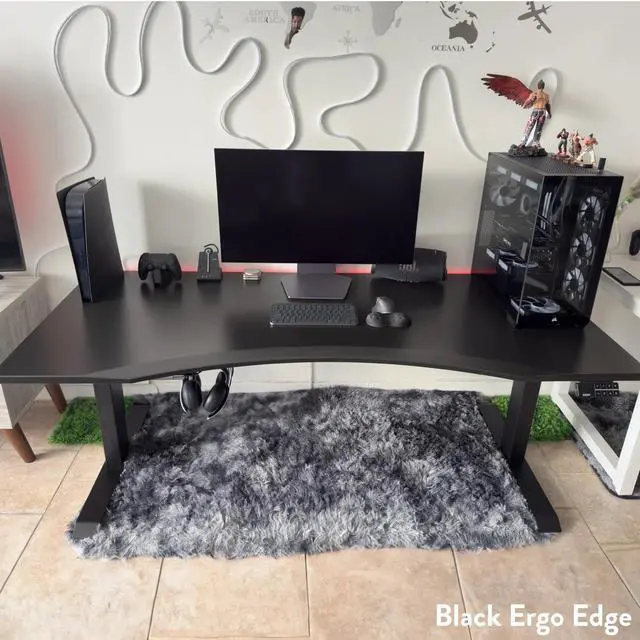 Alt view image 5 of 7 - Desky Dual Ergo Edge Sit Stand Desk - Dark Bamboo / 60 x 30 inches / Space Gray
