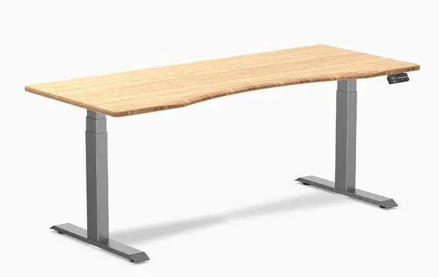 Main image of Desky Dual Ergo Edge Sit Stand Desk - Bamboo / 72 x 30 in / Space Gray