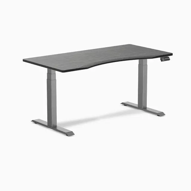 Main image of Desky Dual Ergo Edge Sit Stand Desk - Dark Bamboo / 60 x 30 inches / Space Gray