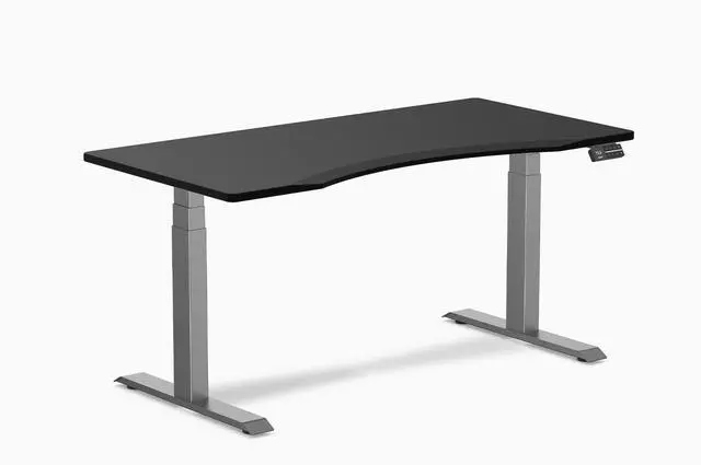Main image of Desky Dual Ergo Edge Sit Stand Desk - Black / 60 x 30 in / Space Gray
