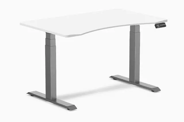 Main image of Desky Dual Ergo Edge Sit Stand Desk - White / 48 x 30 inches / Space Gray