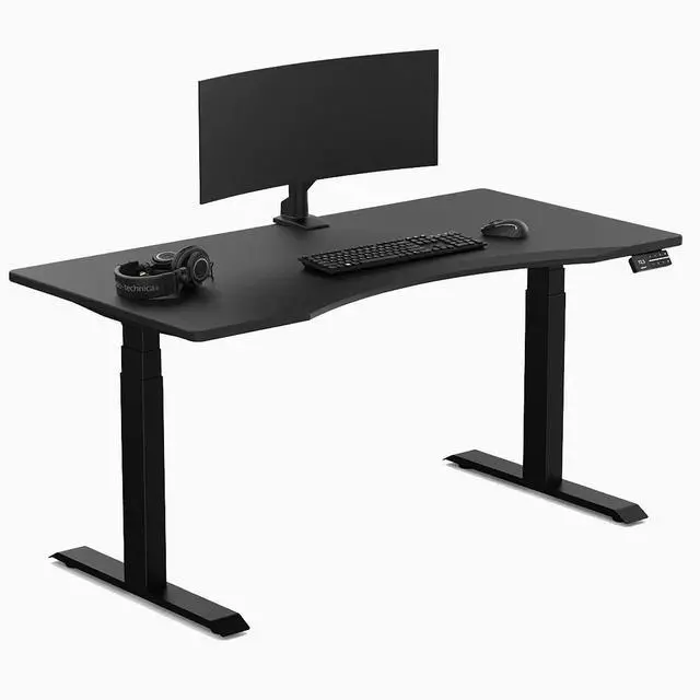 Alt view image 2 of 7 - Desky Alpha Dual Sit Stand Gaming Desk - Straight Edge / 70.9 x 29.5 in / Matte Black
