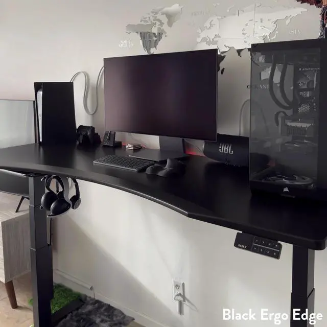Alt view image 6 of 7 - Desky Alpha Dual Sit Stand Gaming Desk - Straight Edge / 70.9 x 29.5 in / Matte Black