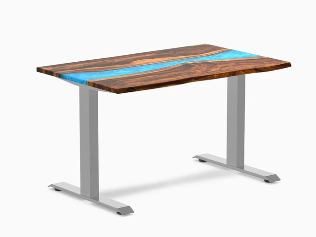 Main image of Desky Resin Hardwood Office Desk - Pheasantwood Blue River / 48 x 30 in / Gray