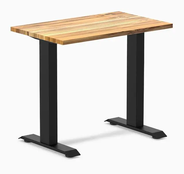 Main image of Desky Zero Mini Hardwood Office Desk - Teak / 32 x 20 in / Matte Black