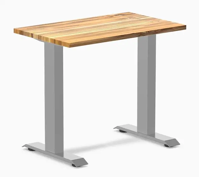 Main image of Desky Zero Mini Hardwood Office Desk - Teak / 32 x 20 in / Gray