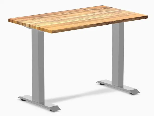 Main image of Desky Zero Mini Hardwood Office Desk - Teak / 40 x 24 in / Gray