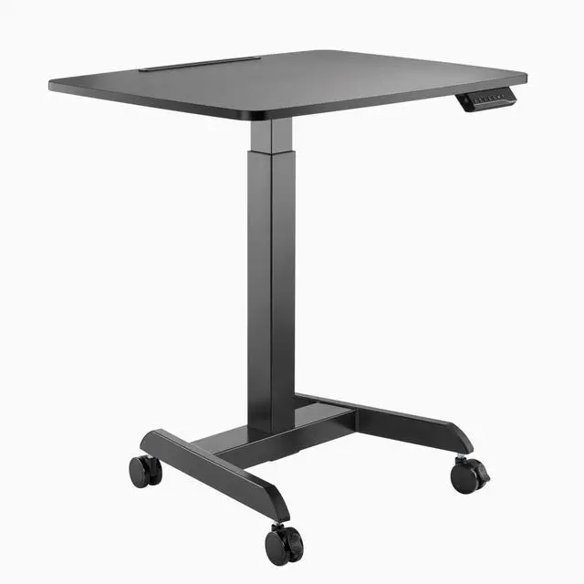 Alt view image 8 of 14 - Desky Single Sit Stand Pedestal Desk - Black