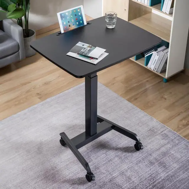 Alt view image 10 of 14 - Desky Single Sit Stand Pedestal Desk - Black