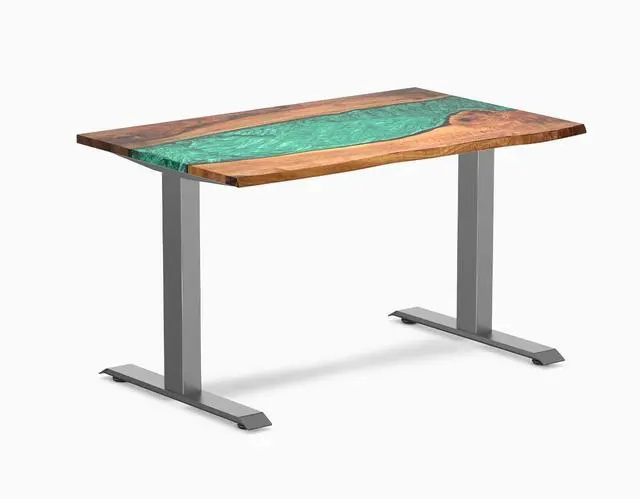 Main image of Desky Resin Hardwood Office Desk - Walnut Emerald River / 48 x 30 in / Space Gray