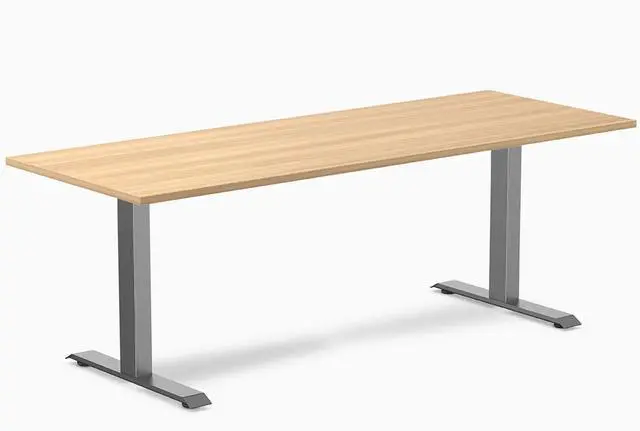 Main image of Desky Zero Laminate Office Desk - Sublime Teak / 78.7 x 29.5 in / Space Gray