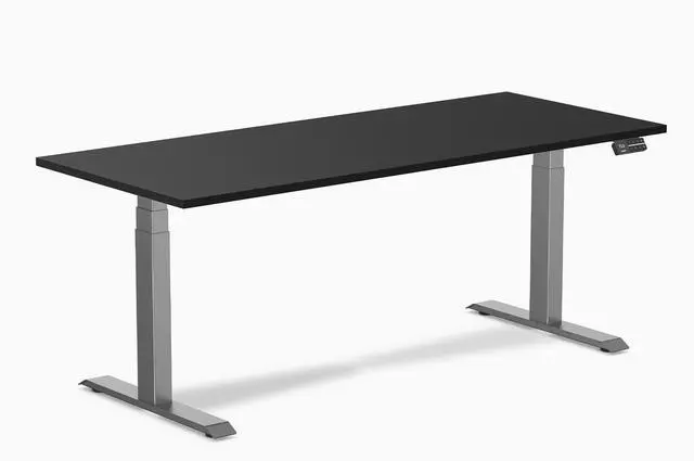Main image of Desky Dual Laminate Sit Stand Desk - Black / 70.9 x 29.5 in / Space Gray