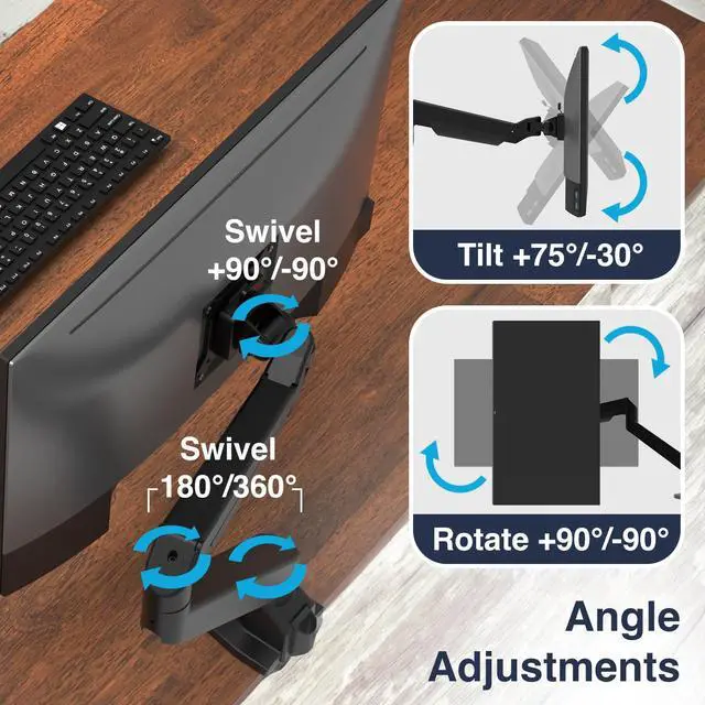Alt view image 5 of 7 - Desky Heavy Duty Single Monitor Arm (24lbs+) - Space Grey