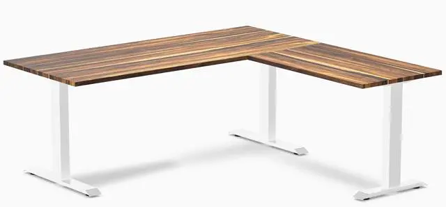 Main image of Desky Zero Hardwood L-Shape Office Desk - Pheasantwood / 72 x 30 x 70 x 24 in / White