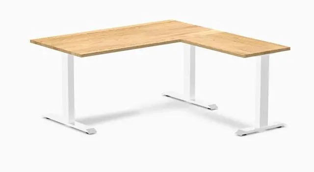 Main image of Desky Zero Hardwood L-Shape Office Desk - White Oak / 60 x 30 x 62 x 20 in / White