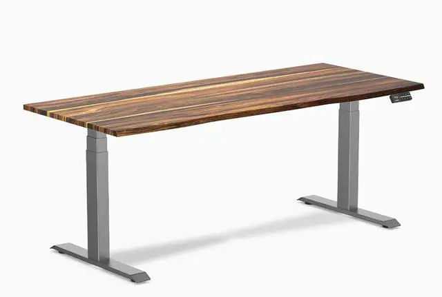 Main image of Desky Dual Hardwood Sit Stand Desk - Pheasantwood / 72 x 30 in / Space Gray