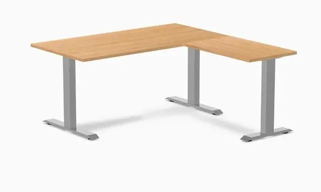 Main image of Desky Zero Hardwood L-Shape Office Desk - Maple / 60 x 30 x 62 x 20 in / Gray