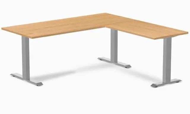 Main image of Desky Zero Hardwood L-Shape Office Desk - Maple / 72 x 30 x 70 x 24 in / Gray