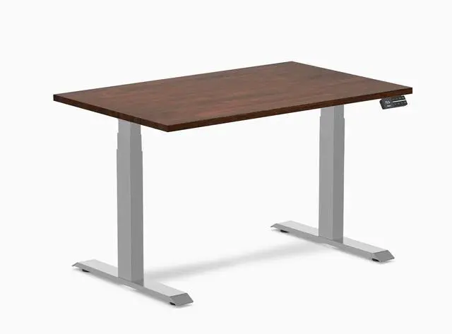 Main image of Desky Dual Rubberwood Sit Stand Desk - Red Walnut / 48 x 30 in / Grey