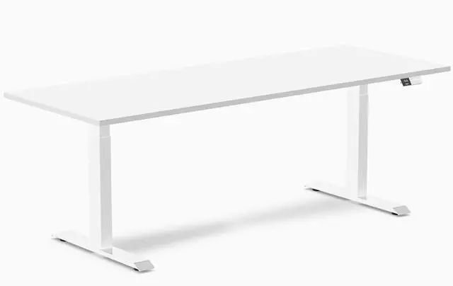 Main image of Desky Dual Laminate Sit Stand Desk - White / 78.7 x 29.5 in / White