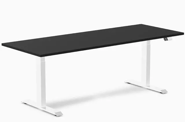 Main image of Desky Dual Laminate Sit Stand Desk - Black / 78.7 x 29.5 in / White