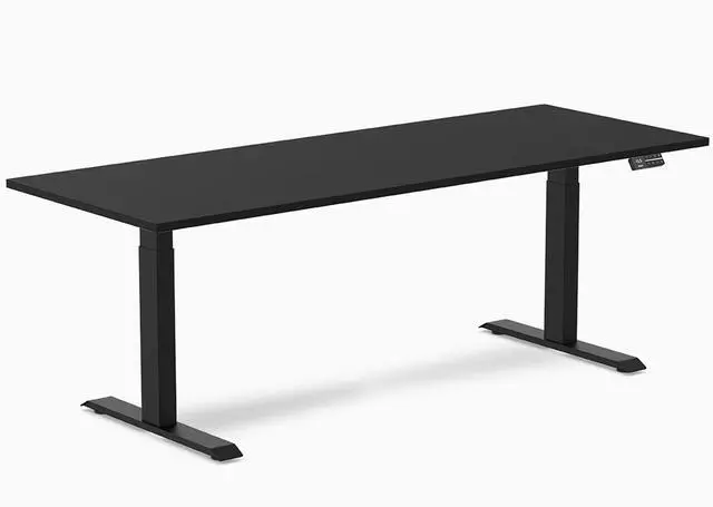Main image of Desky Dual Laminate Sit Stand Desk - Black / 78.7 x 29.5 in / Matte Black