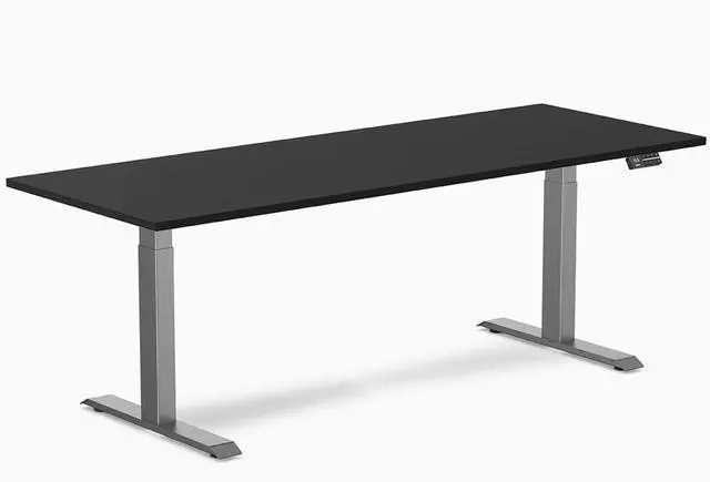 Main image of Desky Dual Laminate Sit Stand Desk - Black / 78.7 x 29.5 in / Space Gray