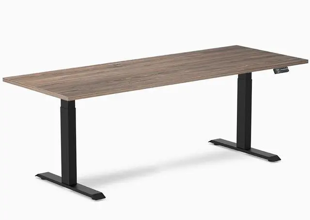 Main image of Desky Dual Laminate Sit Stand Desk - Natural Walnut / 78.7 x 29.5 in / Matte Black