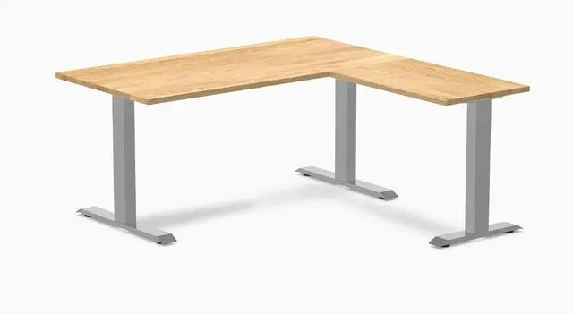 Main image of Desky Zero Hardwood L-Shape Office Desk - White Oak / 60 x 30 x 62 x 20 in / Gray
