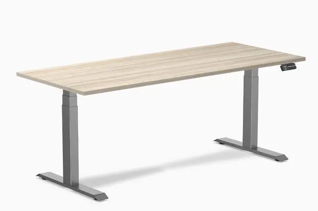 Main image of Desky Dual Laminate Sit Stand Desk - Classic Oak / 70.9 x 29.5 in / Space Gray
