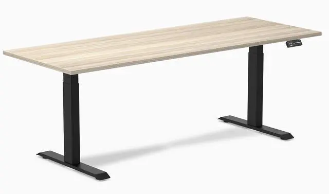 Main image of Desky Dual Laminate Sit Stand Desk - Classic Oak / 78.7 x 29.5 in / Matte Black