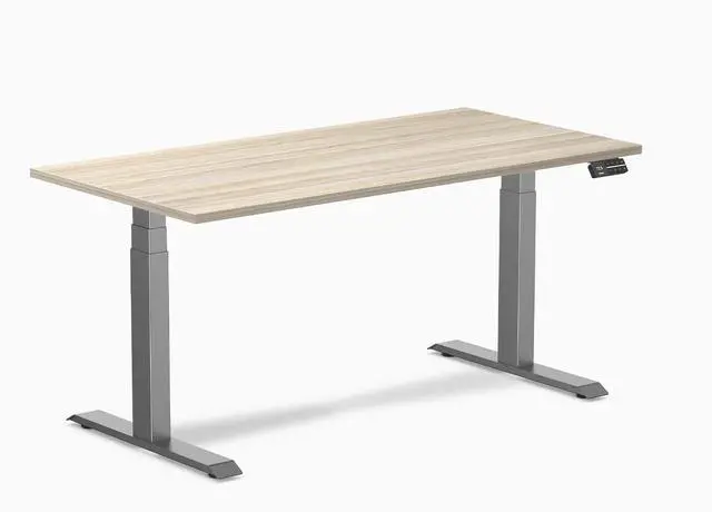 Main image of Desky Dual Laminate Sit Stand Desk - Classic Oak / 59.1 x 29.5 in / Space Gray