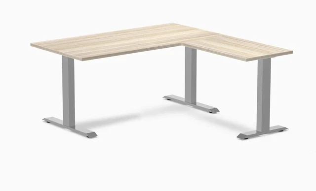 Main image of Desky Zero Laminate L-Shape Office Desk - Classic Oak / 59 x 29.5 x 61 x 19.7 in / Gray