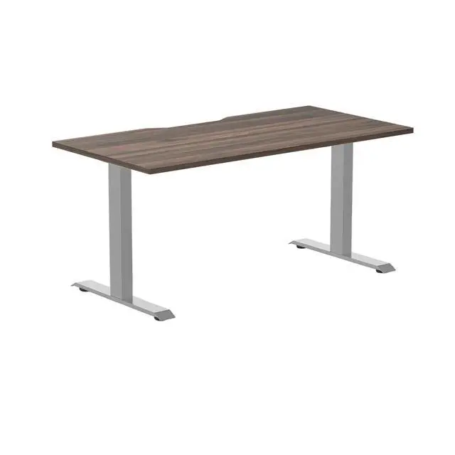 Main image of Desky Zero Scalloped Laminate Office Desk - Jarrah Legno / 59.1 x 29.5 in / Gray