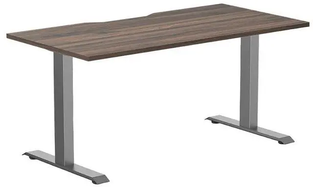 Main image of Desky Zero Scalloped Laminate Office Desk - Jarrah Legno / 59.1 x 29.5 in / Space Gray