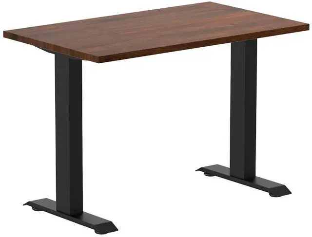 Main image of Desky Zero Mini Rubberwood Office Desk - Red Walnut / 40 x 24 in / Matte Black