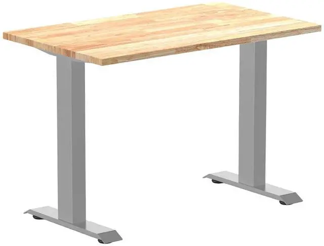 Main image of Desky Zero Mini Rubberwood Office Desk - Natural / 40 x 24 in / Grey