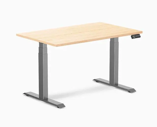 Main image of Desky Dual Hardwood Sit Stand Desk - Maple / 48 x 30 in / Space Gray