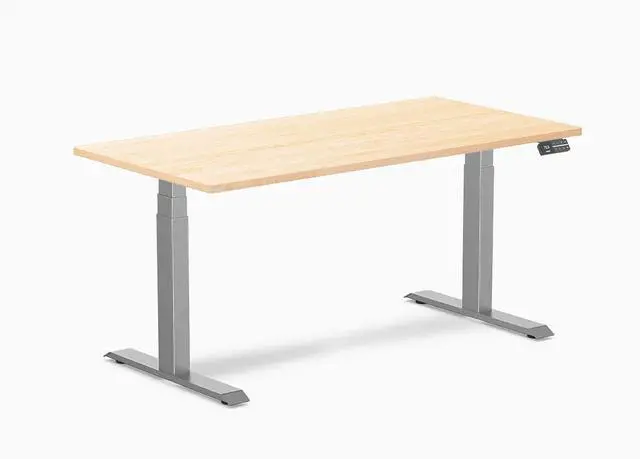Main image of Desky Dual Hardwood Sit Stand Desk - Maple / 60 x 30 in / Space Gray