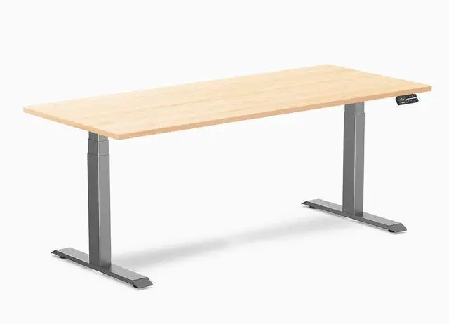 Main image of Desky Dual Hardwood Sit Stand Desk - Maple / 72 x 30 in / Space Gray